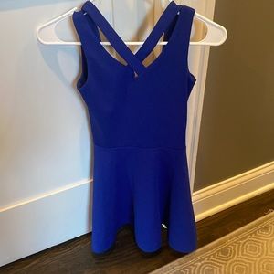 Electric blue cross over mini dress